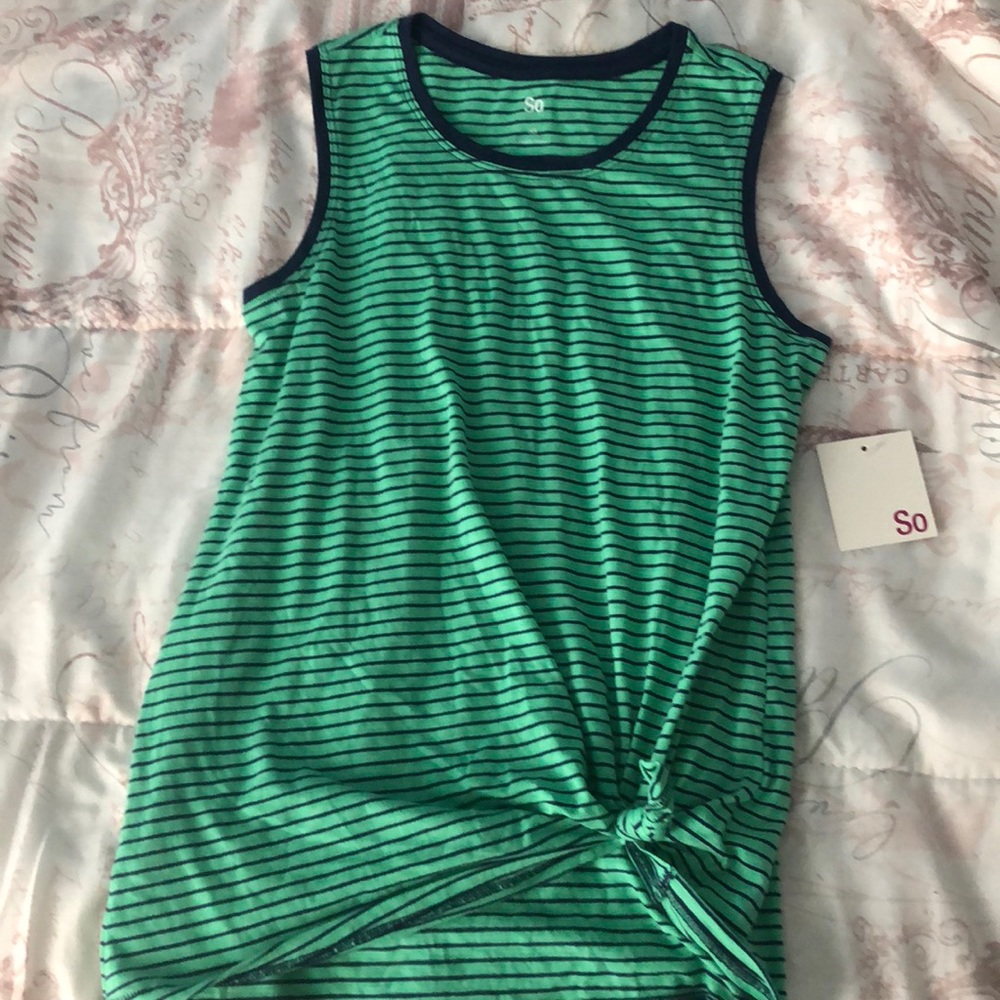 Green and navy blue striped shirt , never worn.